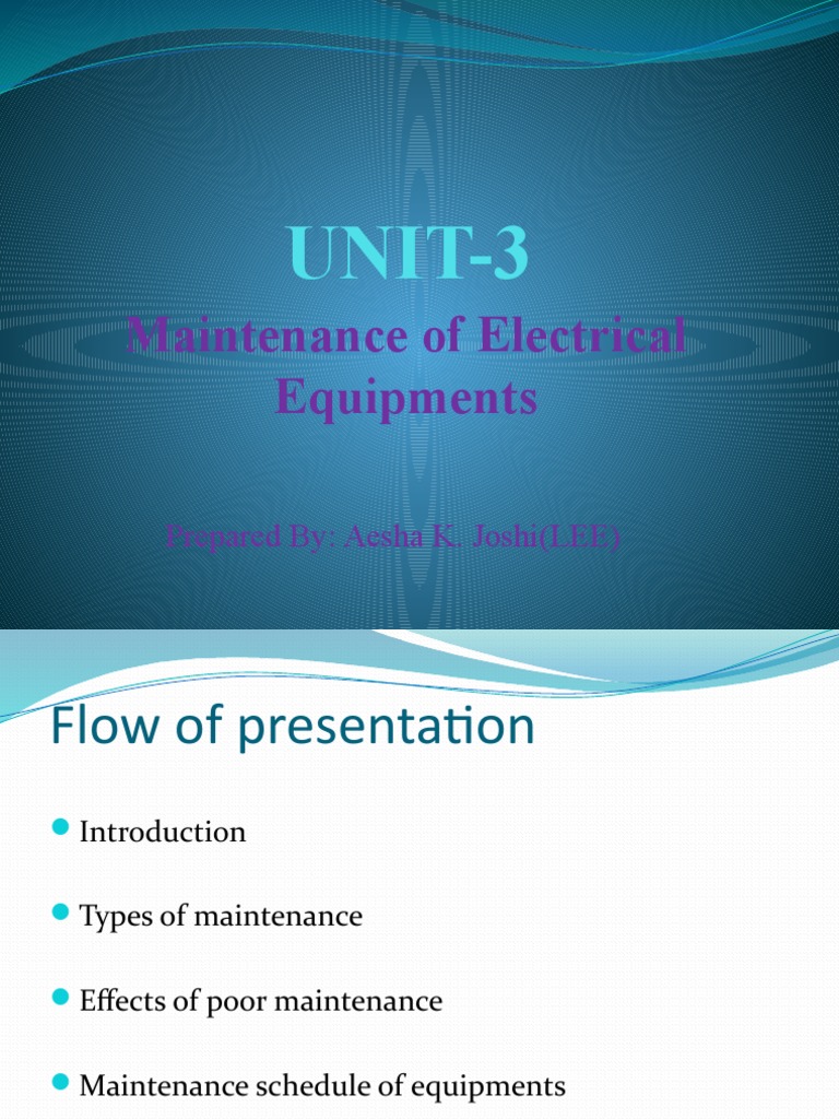 Maintenance Schedules and Preventative Care for Electrical Equipment A