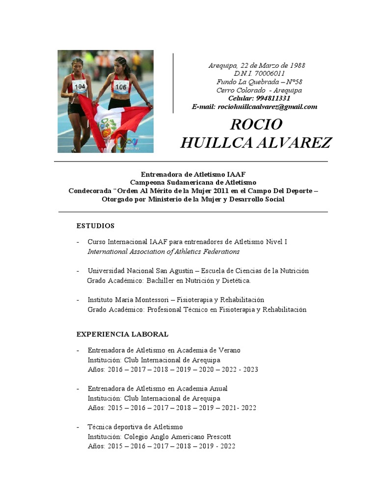 CV 2023 | PDF | Deporte del atletismo | América del Sur