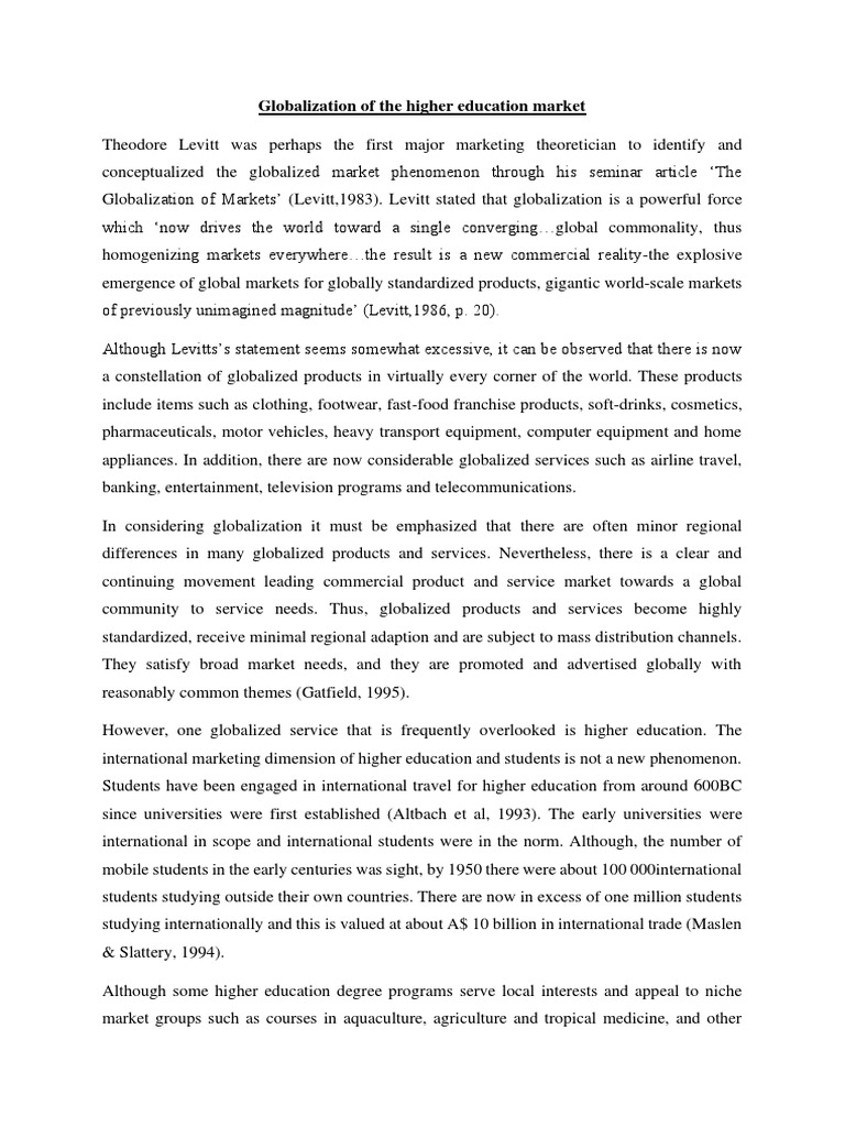Case Study Globalisation of The Higher Education Market PDF