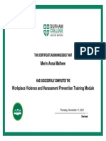 Workplace Violence and Harassment Prevention Certificate