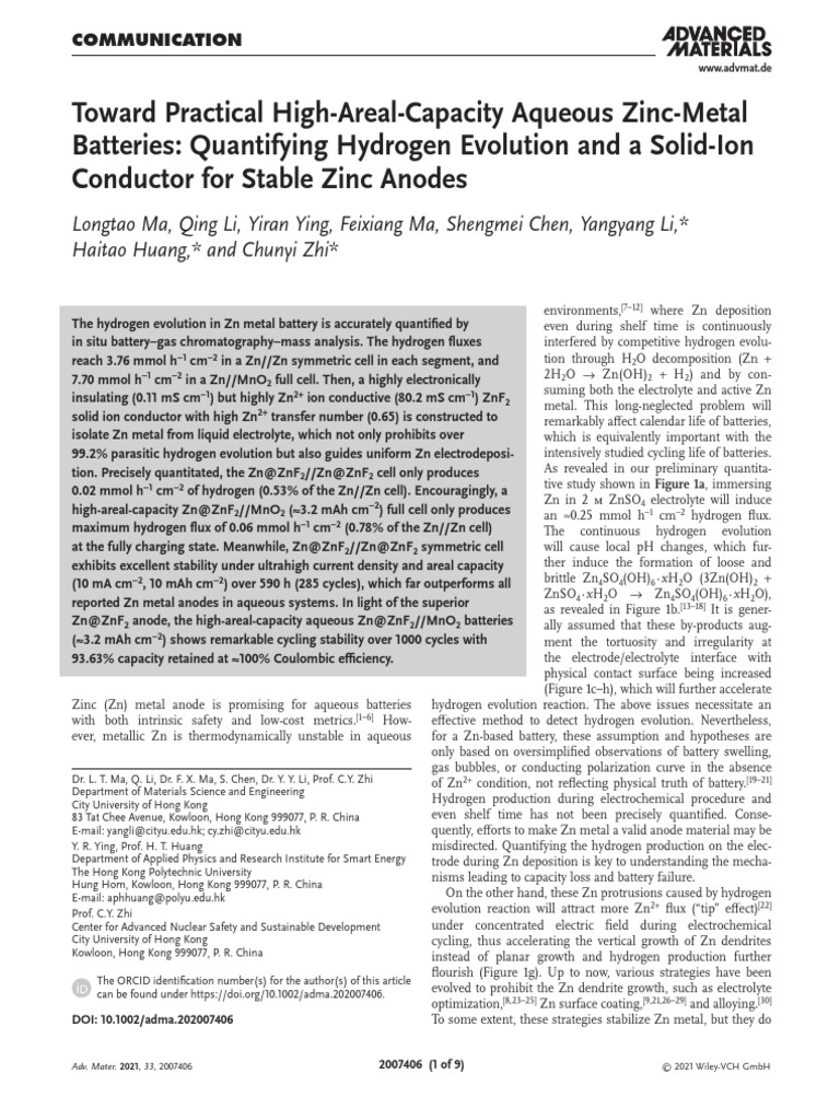 Advanced Materials 2021 Ma Toward Practical High Areal Capacity
