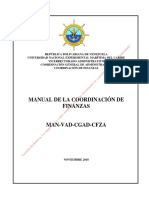 Manual de La Ccordinación de Finanzas. MAN-VAD-CGAD-CFZA