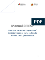 Manual SRIESP: Alteração de Técnico Responsável/ Entidade Inspetora Numa Instalação Elétrica TIPO C Já Submetida
