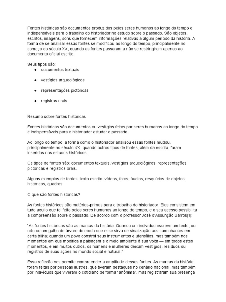 Fontes Históricas Pdf Historiador Science