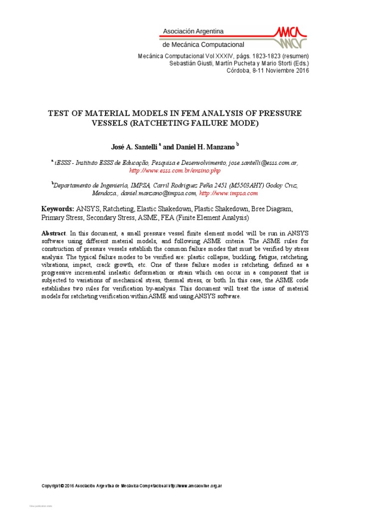 Enief Ratcheting Material Models PDF Deformation (Engineering