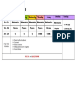 Weekly Schedule Monday To Friday in Color