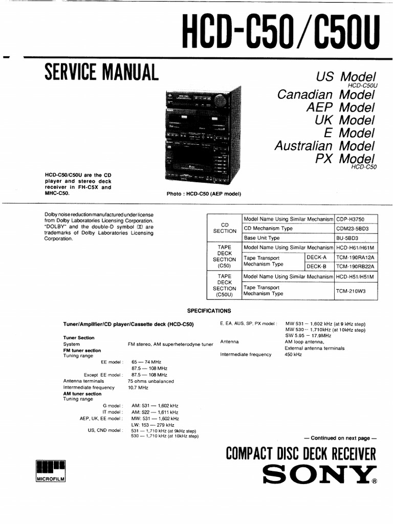 Sony HCD-C50 PDF | PDF