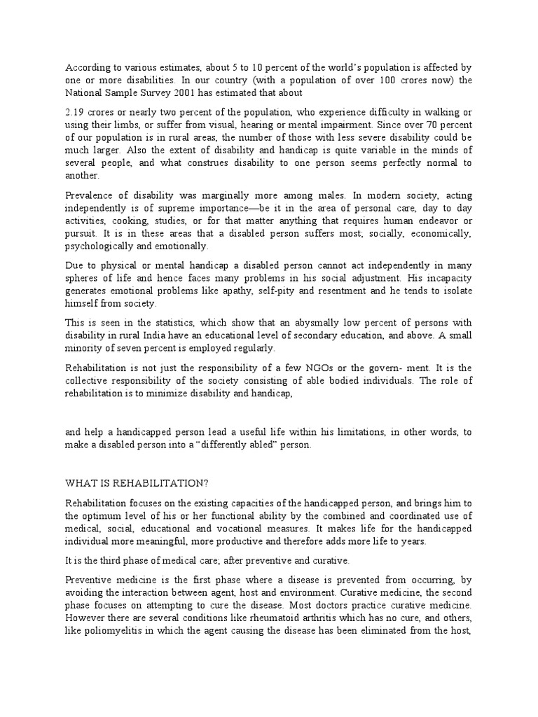 CHAPTER 1 Textbook Rehabilitation | PDF | Disability | Physical ...