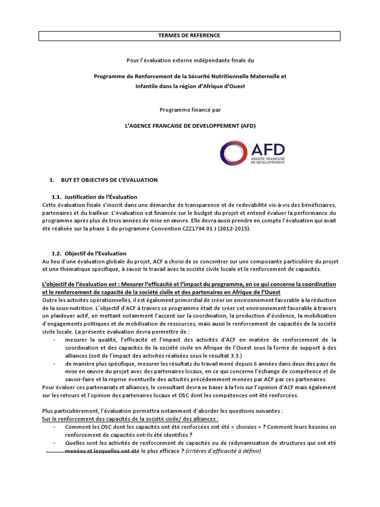 02-TDR Evaluation AFD 2016-2019 | PDF | Malnutrition | Famine