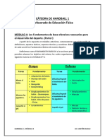 MODULO 4. Catedra de Handball 1. Los Fundamentos de Base Ofensivos Necesarios para El Desarrollo Del Deporte Parte 1 1