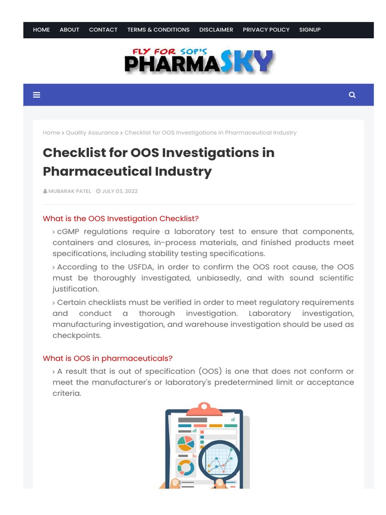 WWW Pharmaceuticalsky Com 2022 07 Checklist For Oos Investigations in ...