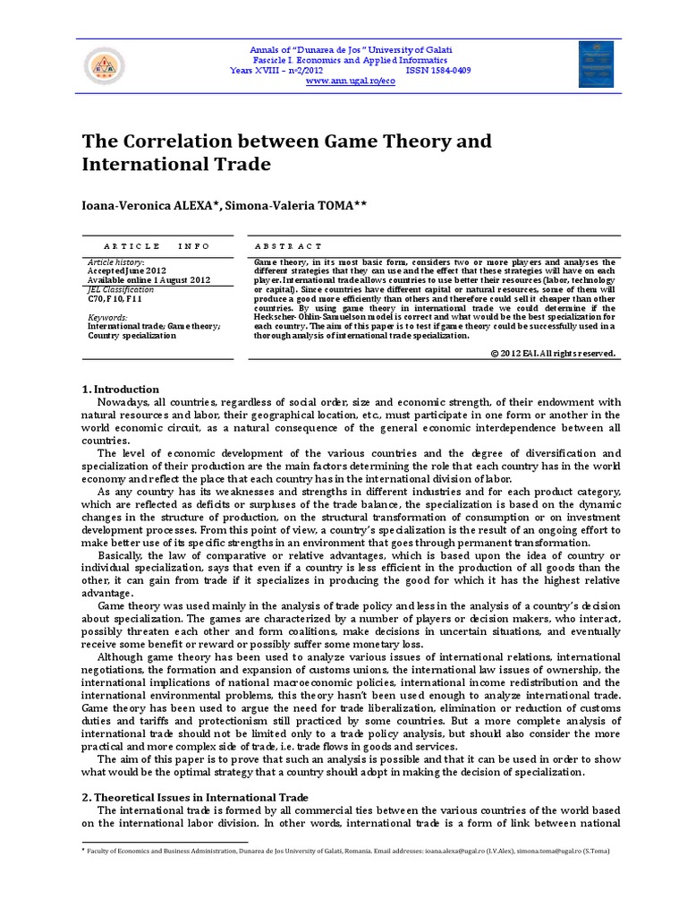 The Correlation Between Game Theory and International Trade PDF | PDF ...