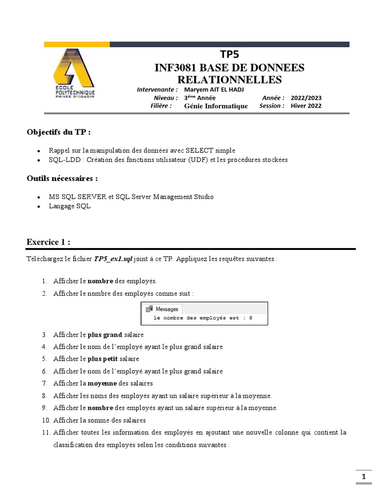 TP5 LDD PDF | PDF | SQL | Microsoft SQL Server