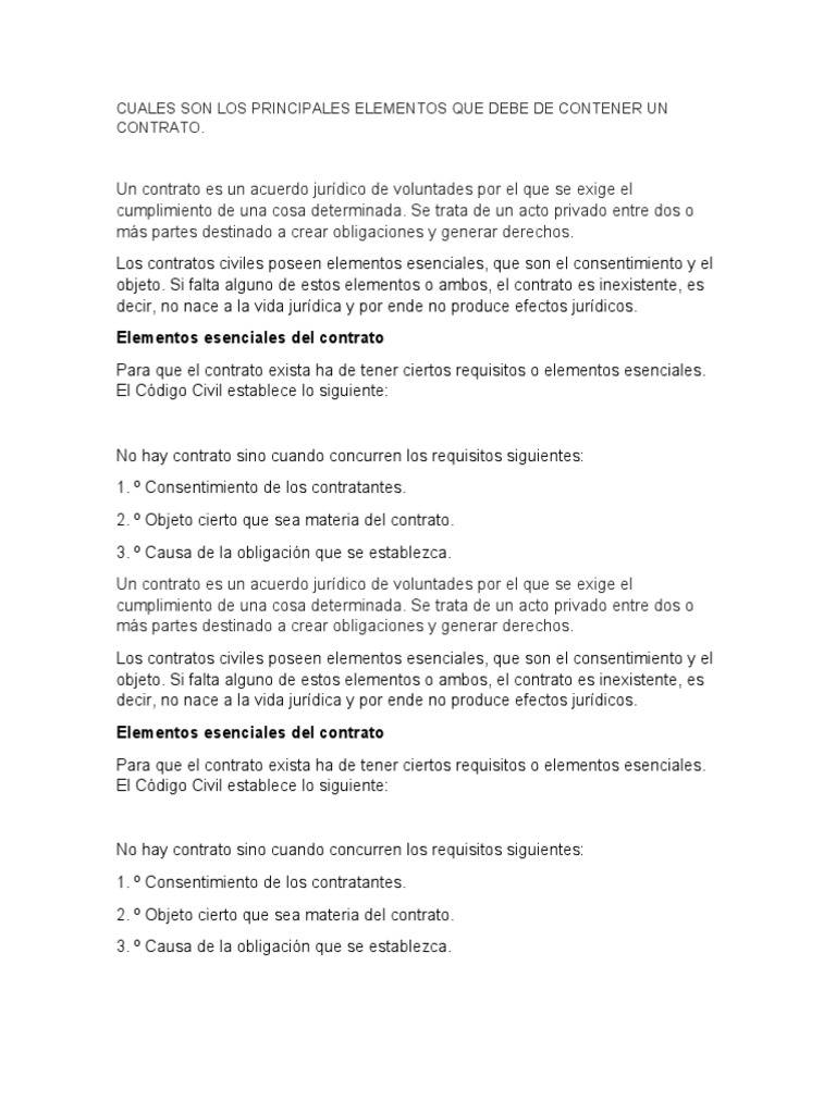Principales Elementos de Un Contrato | PDF