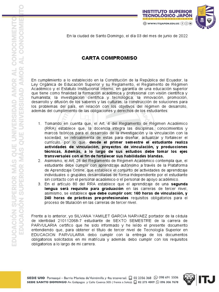 Compromiso Estudiantil en Educación Parvularia | PDF | Plan de estudios