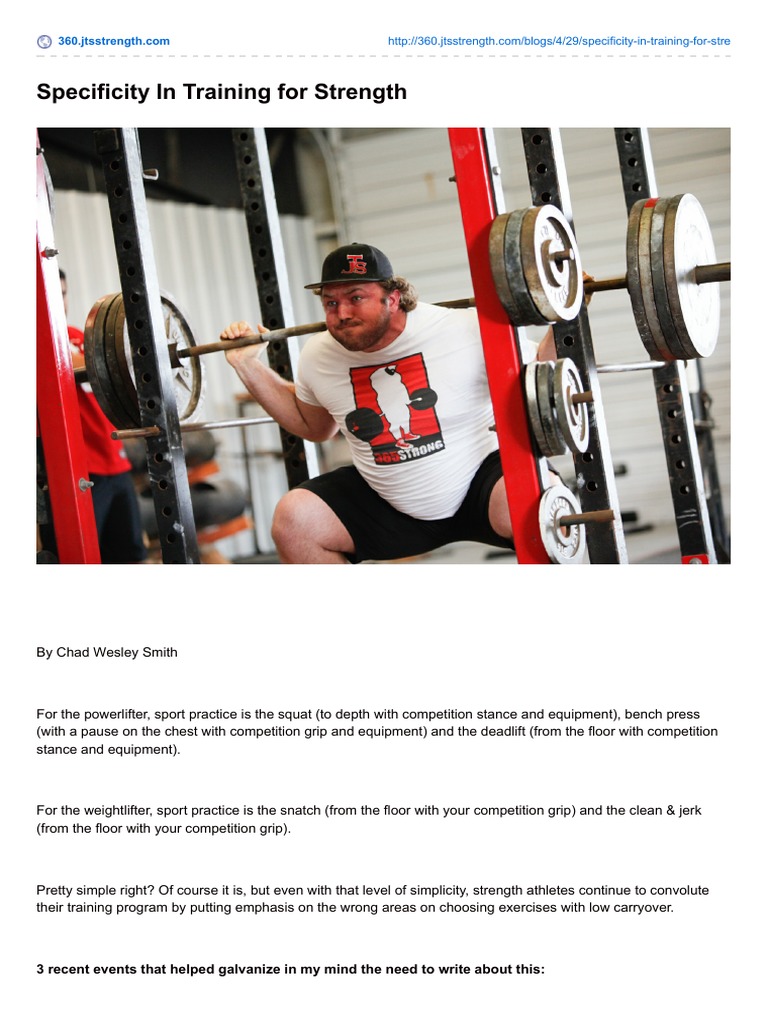 Chad Wesley Smith Specificity in Training For Strength PDF Weight