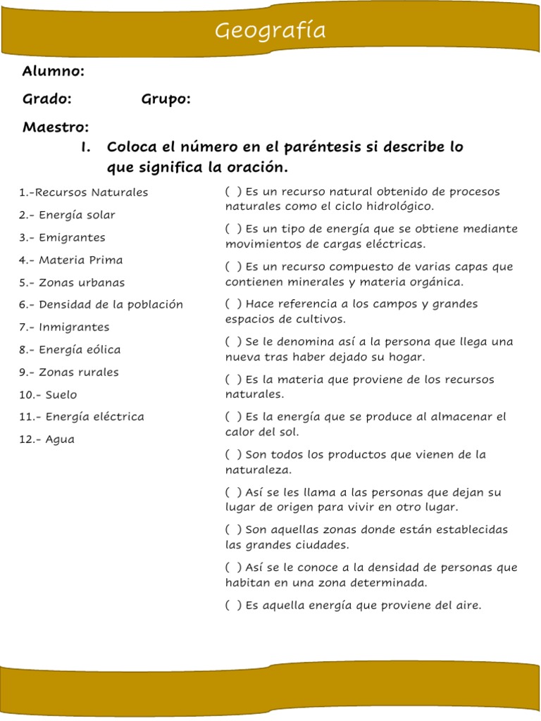Examen de Geografía Segundo Trimestre | PDF