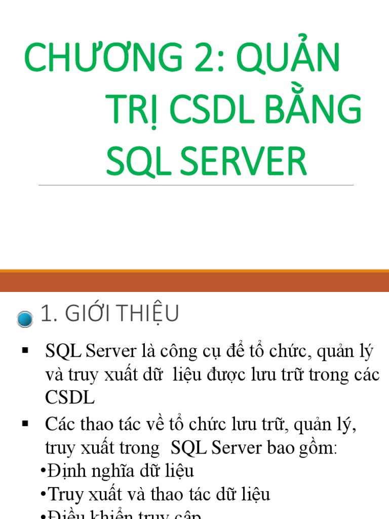 C2. Quản trị CSDL bằng SQL Server PDF | PDF