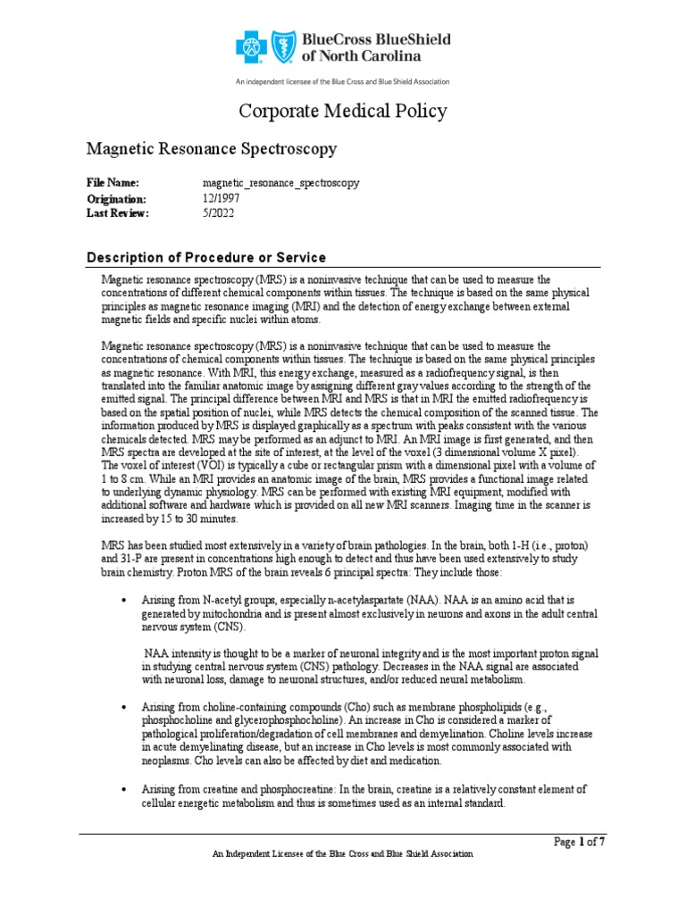 WHAT IS MAGNETIC RESONANCE SPECTROSCOPY intelligence overview