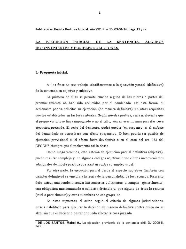 La Ejecucion Parcial de La Sentencia | Descargar gratis PDF | Sentencia ...