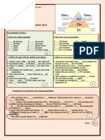 Prepositions of place and time revision test