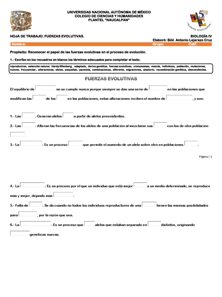 HT Fuerzas Evolutivas 2023 Texto PDF PDF Evolución Genética de
