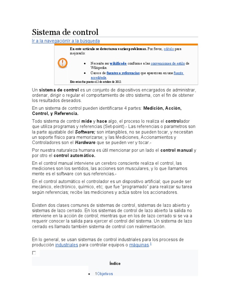 Sistema de Control | PDF | Sistema de control | Teoría de sistemas