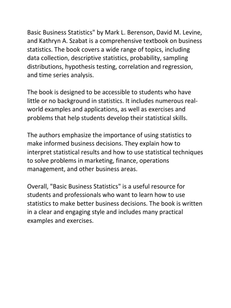 Basic business statistics pdf
