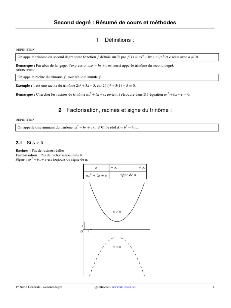Cours Math Facto Tab - Variation | PDF | Zéro d'une fonction ...