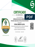 Certificado de Estudios Excel Empresarial Nivel Experto Summa Center PDF
