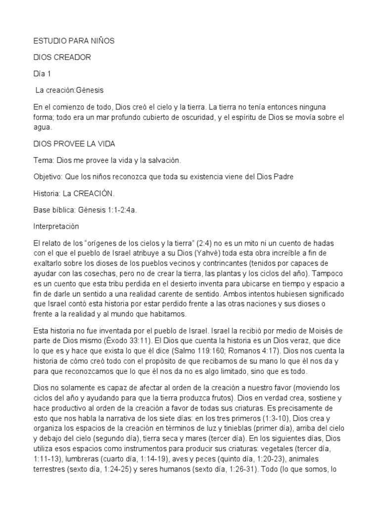 La Creación de Dios para Niños | PDF | Dios | Mitos de la creación