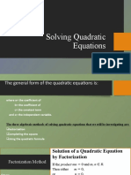 Solving Quadratic Equations Week 4