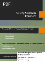 Solving Quadratic Equations Week 4