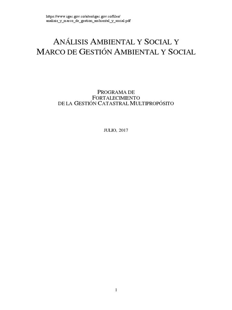 Marco de Gestión Ambiental y Social | PDF | Autodeterminación | Entorno ...