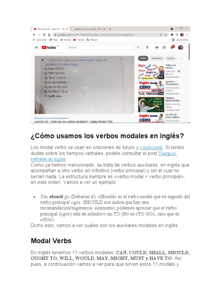 Guía Completa de Verbos Modales en Inglés | PDF | Verbo | Morfología