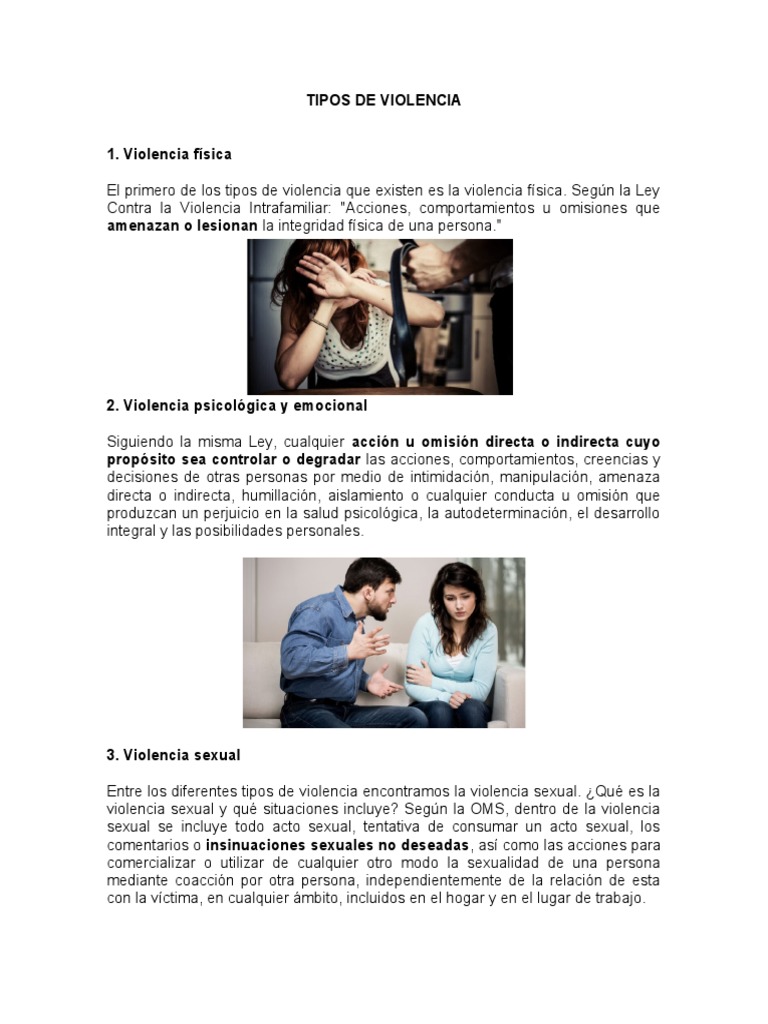 Tipos de Violencia y sus Manifestaciones | PDF | La violencia contra ...