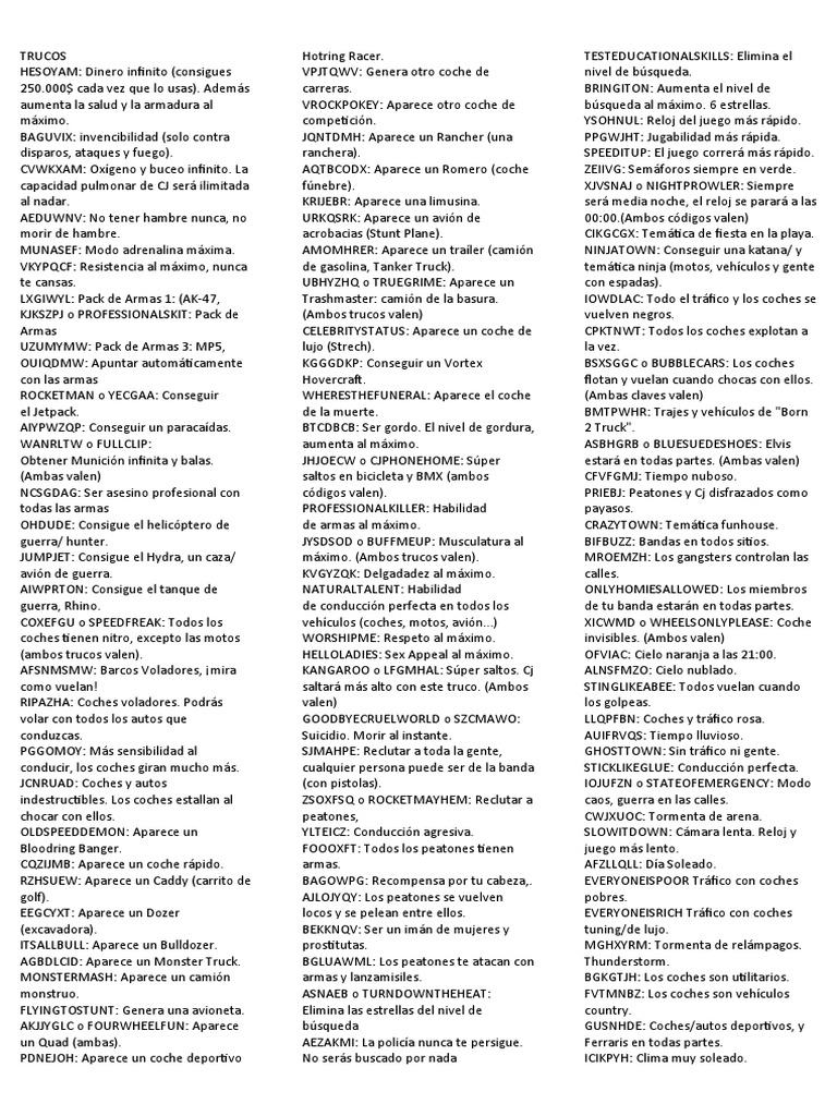 Clave de San Andres PDF Vehículos