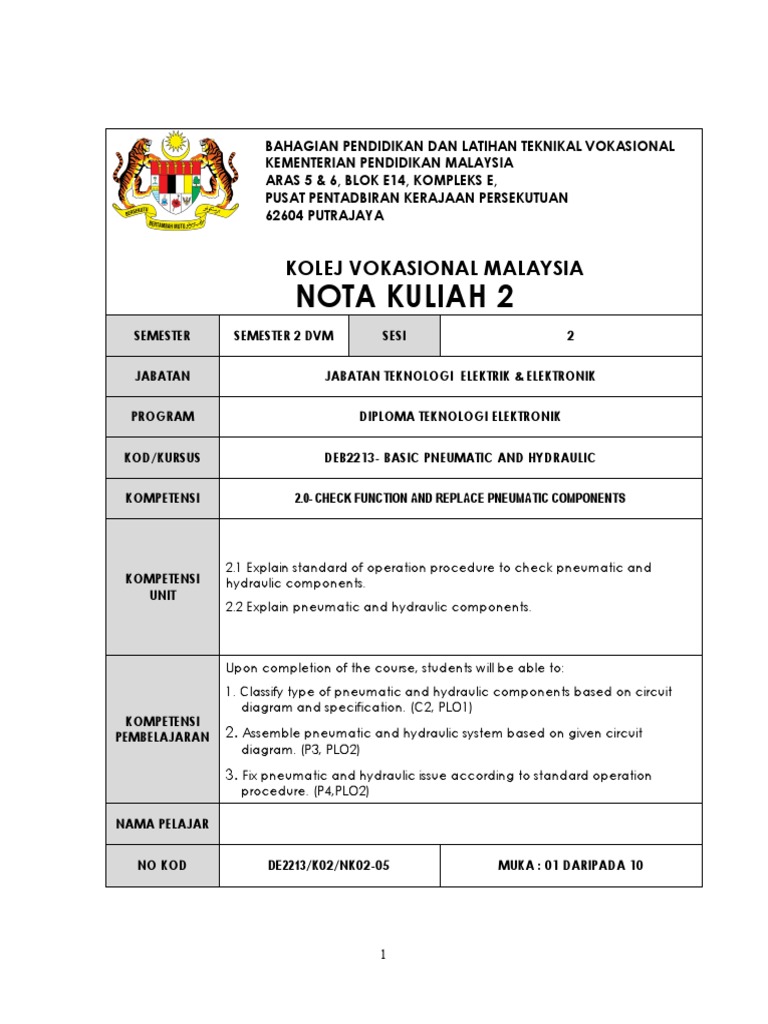 Deb2213 Nota Kuliah 02 Pneumatik Pdf