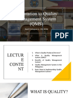 Orientation To Quality Management System (QMS)