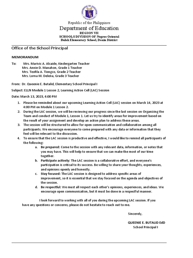 Indorsement Letterhead | PDF | Teachers | Communication