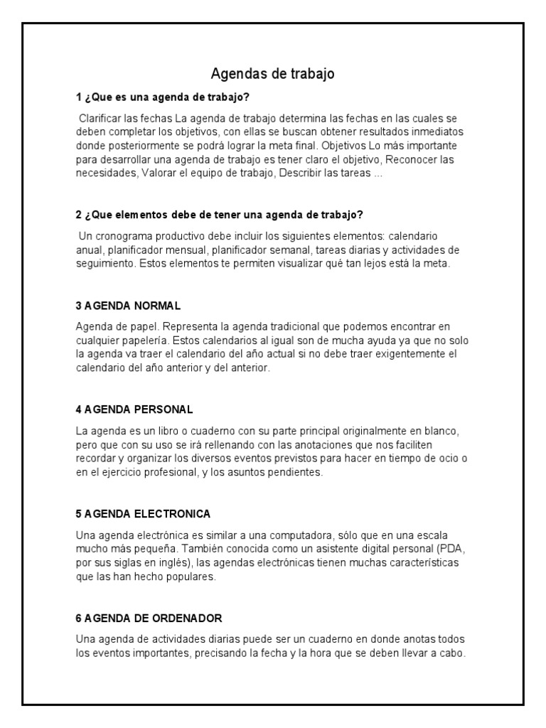 Agendas de Trabajo | PDF