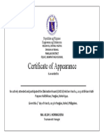 Certification For Appearance