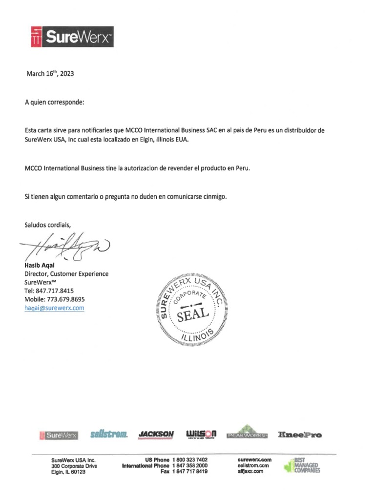 Certificado de Distribuidor Autorizado MCCO | PDF | Soporte técnico ...