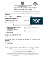 Requerimento certificado aprovação exame ordem