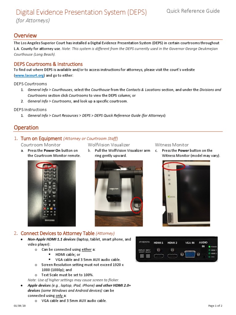 LA Court Digital Evidence System Guide | PDF | Hdmi | Computer Monitor