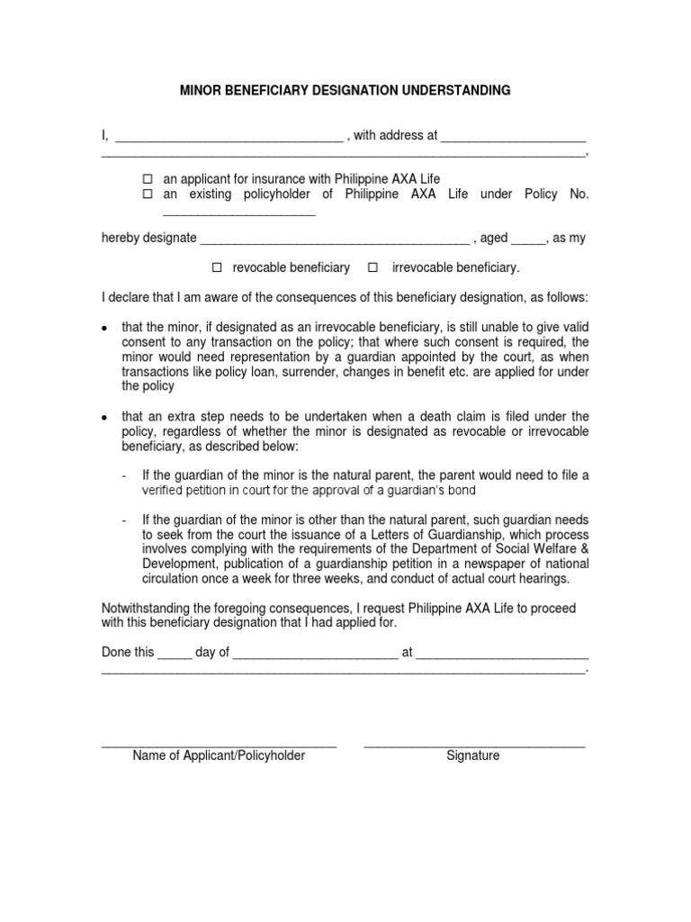 Minor Beneficiary Designation Guide | PDF