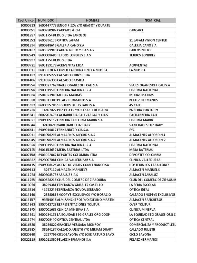 Base Nombre Comercial 06012022 | PDF