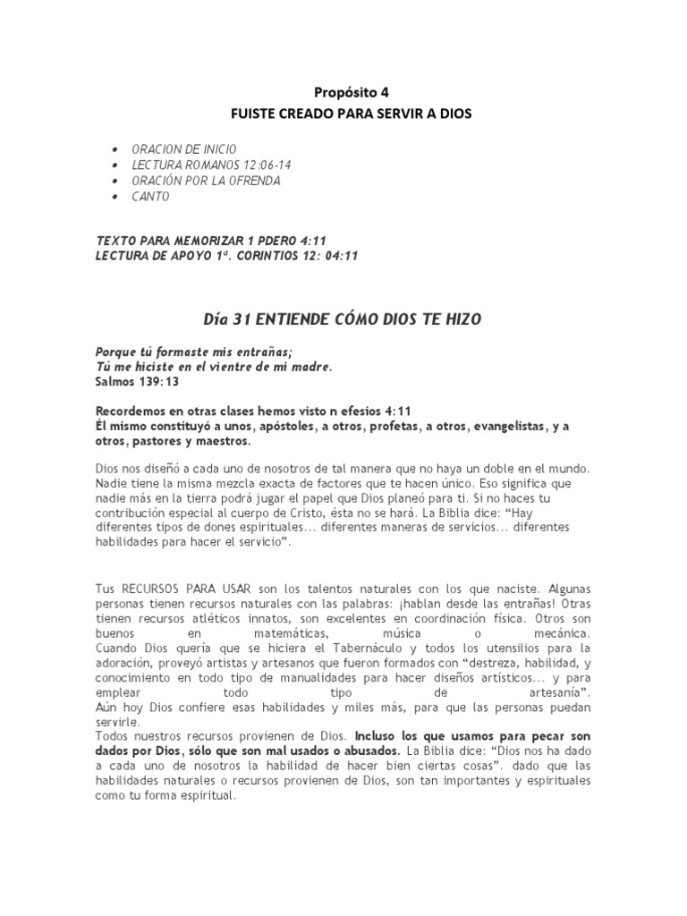 Dia 31 Entiende Como Dios Te Hizo Pdf Oración Dios