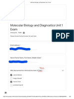 Molecular Biology and Diagnostics Unit 1 Exam Results