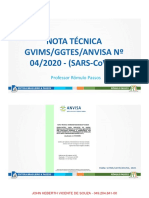 NOTA TÉCNICA GVIMS-GGTES-ANVISA N 04-2020- SARS COV 2